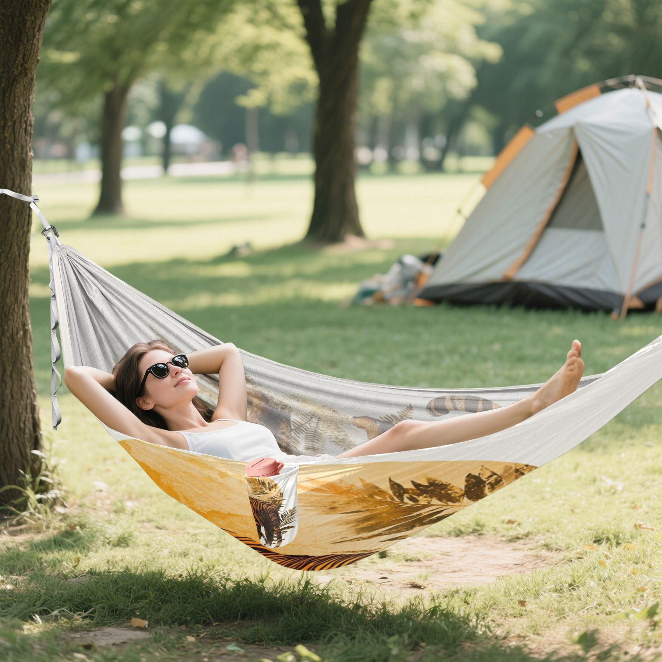 Hammock Camping Hammock Nylon Portable Hammock Travel Camping Hammock Sunset Tiger
