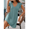 thumbnail image 4 of Vestido Tipo Chaleco Holgado con Mangas de y Escote en V Profundo para Mujer, Azul , Talla S, 4 of 6