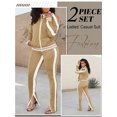 thumbnail image 2 of Women's 2 Piece Tracksuit Set Sexy Cold Shoulder Full Zip Jacket and Split Hem Jogger Pants Outfits S-2XL, 2 of 8