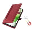 thumbnail image 5 of Allytechgroup Wallet Case for iPhone 16 Pro, [9 Card Slots] [Zipper Pocket] Luxury PU Leather Kickstand Magnetic Clasp Cover with Shoulder Strap & Hand Strap, Shockproof Anti-Fall Case, Red, 5 of 9