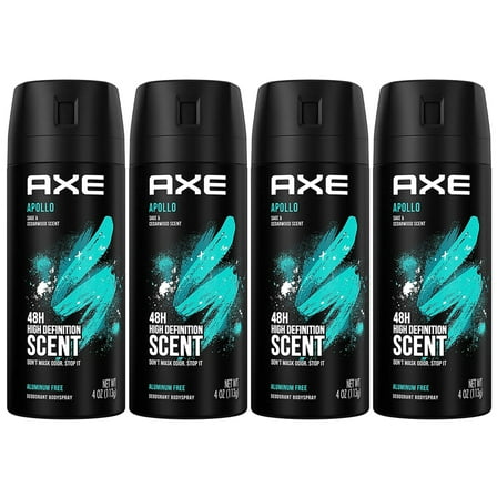 Pack of 4 New AXE Body Spray for Men Apollo 4 oz