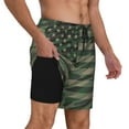 thumbnail image 3 of Balery Jungle Green Camo USA Flag Mens Swim Trunks Swim Shorts for Men Quick Dry Inseam Beach Shorts with Compression Liner Pocket-XX-Large, 3 of 9