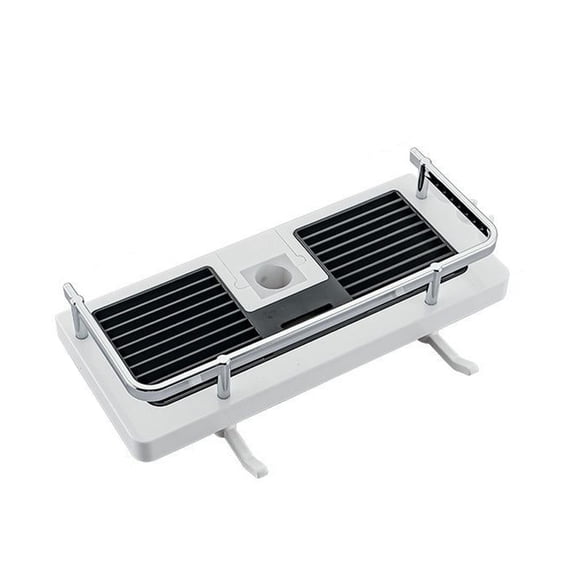 Sktrjpolfis Plastic Punch-Free Shower Caddy Shelf Slide Bar with Hook Stainless Steel Guardrail