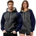 thumbnail image 3 of cocolona Womens and Mens Color Block Hoodies Long Sleeve Drawstring Hooded Sweatshirts Fall Winter Fashion Pullover Hoodie with Pockets, 3 of 7