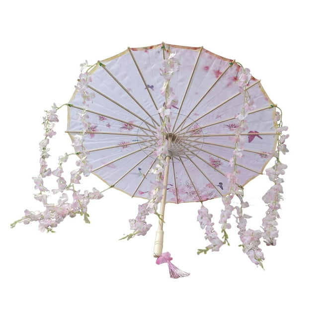 Paraguas chino-japonés de papel aceitado, hecho a mano, 81,3 cm, paraguas clásico de danza Rosa
