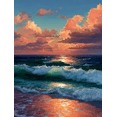 thumbnail image 1 of Qisvanset 12x16 Inch Crimson Moon Great Waves Canvas Print Wall Art, 1 of 5