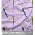 thumbnail image 2 of Soimoi Purple Heavy Canvas Fabric Floral & Paradise Whydah Bird Print Fabric by the Yard 58 Inch Wide, 2 of 3