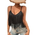 thumbnail image 3 of Womens Western Cowgirl Top - Country Concert Outfits Festival Tassel Hem Boho Camisole Rave Tank Shirt Black L, 3 of 8