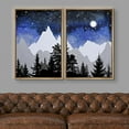 thumbnail image 2 of IDEA4WALL Framed Wall Art Print Set Blue & Black Watercolor Star Sky & Mountain Forest Nature Wilderness Modern Rustic Colorful for Living Room, Bedroom, Office - 16"x24"x2 Natural, 2 of 5