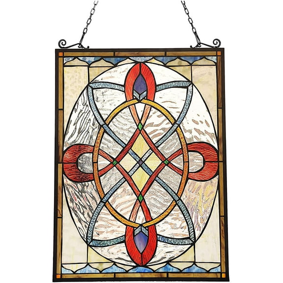 RADIANCE Goods Victorian Tiffany-Glass Window Panel 24" Tall