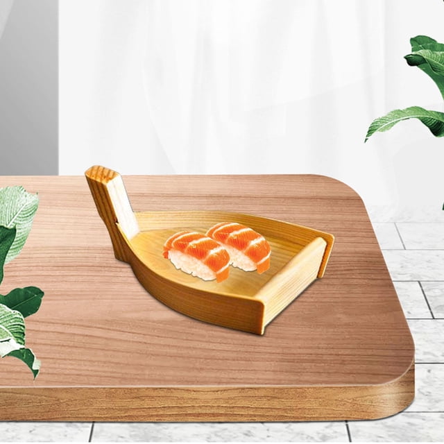 Bandeja de madera para barcos de sushi BLESIY Plato para servir para fiesta sashimi verduras de Navidad L