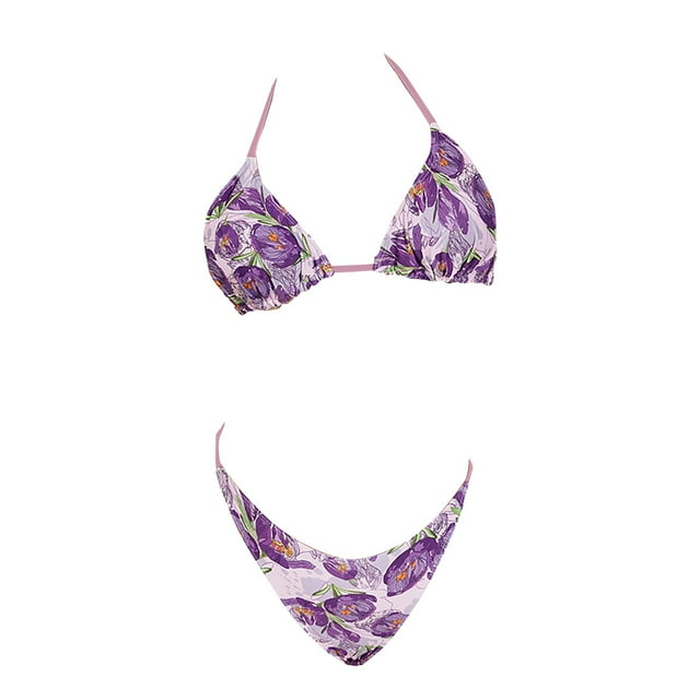 WTXUE Ensemble de Maillot de Bain Bikini Taille Haute Maillot de Bain Deux Pièces Imprimé Triangle Col Bikini Maillot de Bain Mince Ensembles (Femmes) Taille g
