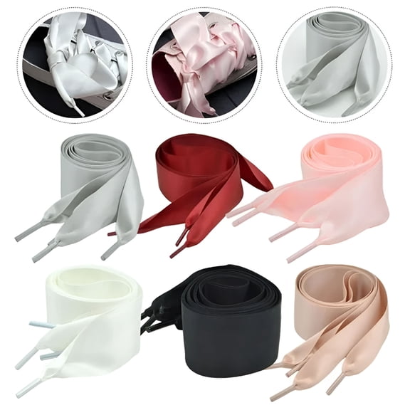 TELOLY Sneaker Laces Satin Light Rose Brown Ribbon Shoe Laces Women 6 Pairs