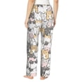 thumbnail image 3 of Pajama Pants Women, Comic Style Color Line Cartoon Cat Lounge PJ Yoga Pants With Drawstring, Womens Sleepwear Pajama Bottom, 3 of 5