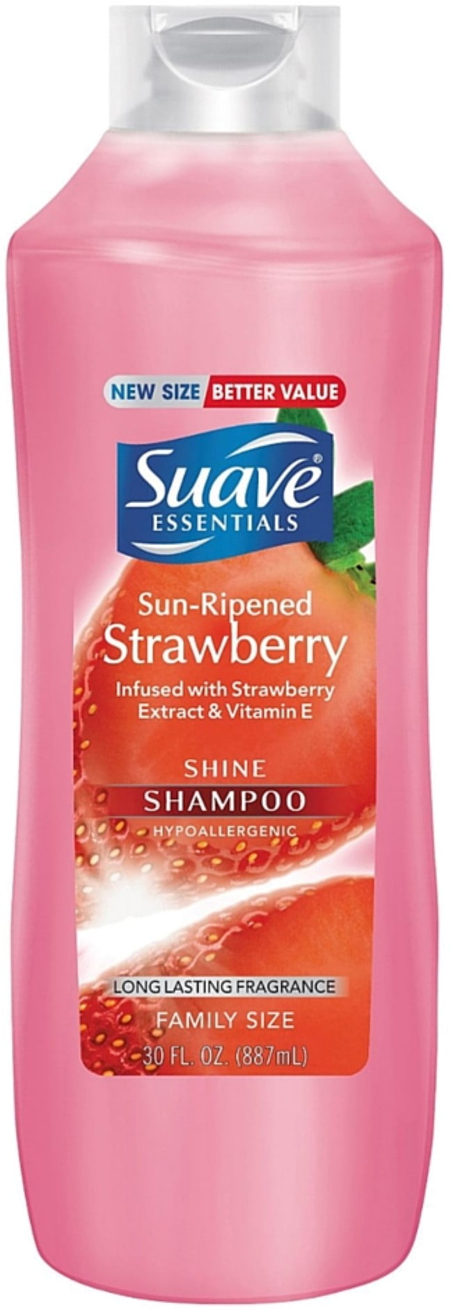 Suave Essentials Shine Shampoo, Sun Ripened Strawberry 30 oz (Pack of 4