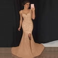 thumbnail image 5 of BAETEUY Women Evening Dress - Deep V Neck Split Hem Sequin Skinny Fishtail Hem Prom Dress, 5 of 7