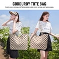 thumbnail image 4 of Gocvo Corduroy Tote Bags, Soft Tote Bags for Women, Fashion&nbsp;Woman Handbags for Travel Work Everyday(Brown Plaid), 4 of 7