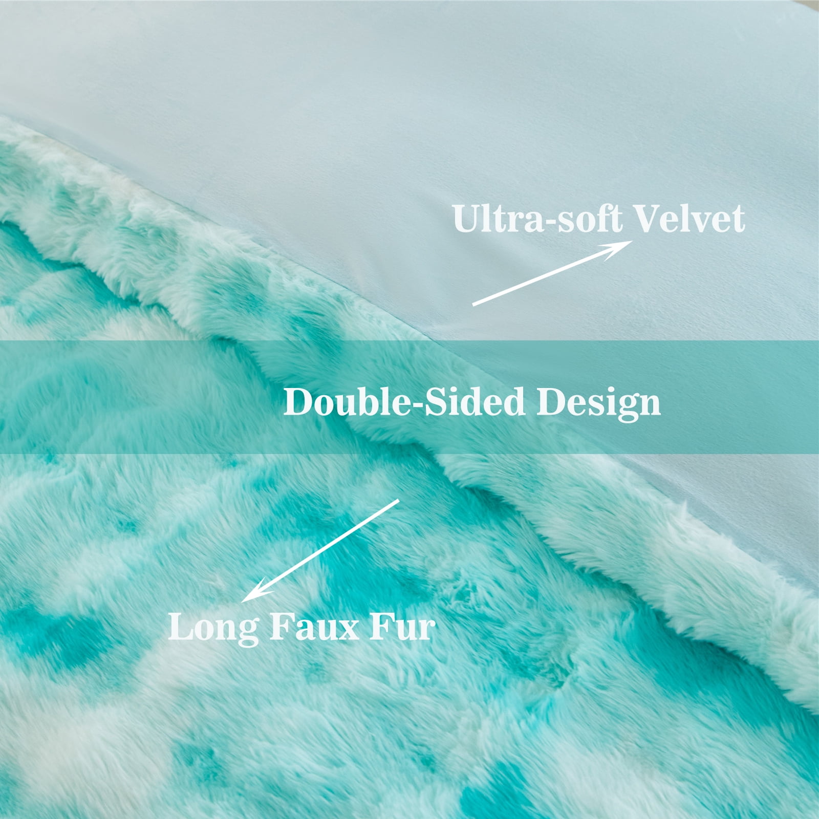 RYNGHIPY 3 Pieces Full Bedding Comforter Sets Faux Fur Bedding Set Mint Green Bubble Comforter Set Tie Dyed Plush Bed Comforter Set Soft Fluffy Bed Set