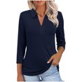 thumbnail image 3 of Garbnen Women's Polo Shirts Womens Tops 3/4 Length Sleeves Women's Collared Shirts Three Quarter Sleeve Work Shirts for Women Business Casual, 3 of 5