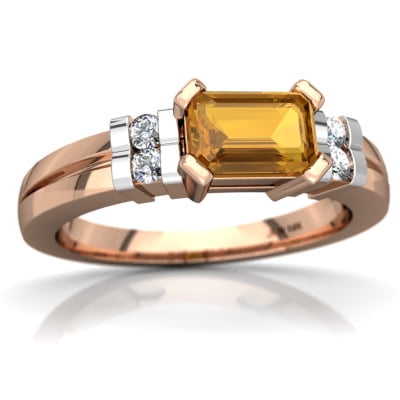 Citrine Art Deco Ring in 14K Rose Gold by