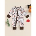 thumbnail image 5 of Michellecmm Baby Jumpsuit, Long Sleeve Crew Neck Ghost Print Zipped Newborn Romper Halloween Baby Clothes for Girls Boys, 5 of 9