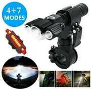 USB Rechargeable Bike Light Super Bright Bicycle Lights Headlight Triple Flashlight Front Light Waterproof - Riding Cycling Camping