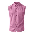 thumbnail image 4 of Mens Linen Casual Button Down Sleeveless Shirts Summer Beach Collared Muscle Tank Top Cut Off Vest with Pocket, 4 of 6