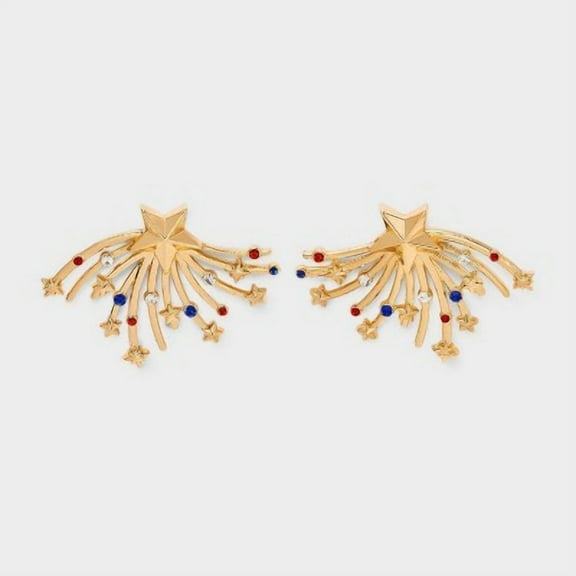 SUGARFIX by BaubleBar Fireworks Show Statement Earrings Gold Blue Red