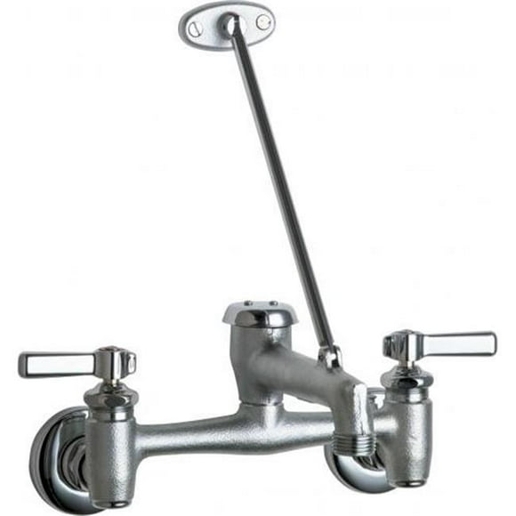 Chicago Faucets 897-CRCF Wall-Mounted Manual Sink Faucet with 8 in. Centers, Polished Chrome