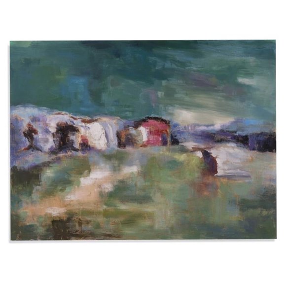 Fields of Green Canvas Fabric Wall Art in Red