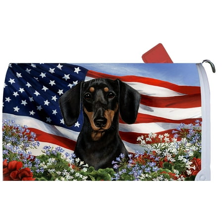Dachshund Black/Tan - Best of Breed Patriotic I Dog Breed Mail Box