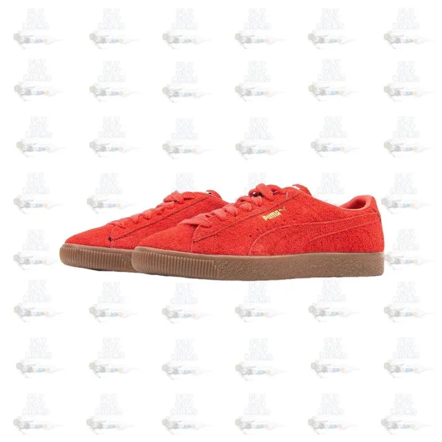 PU & MA Suede VTG Hairy Suede Burnt Red Gum Brown White Sneaker Shoe Trainer