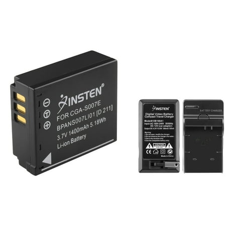 Insten Charger+Battery for Panasonic Lumix CGA-S007E DMC-TZ4 DMC-TZ5 TZ3 TZ2 TZ1 - Bundle Set