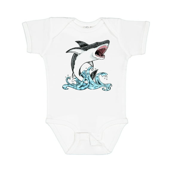 Inktastic Great White Shark Jumping Boys or Girls Baby Bodysuit