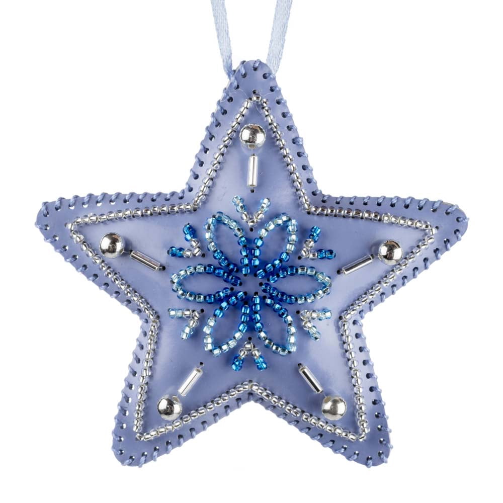 Bead embroidery kit on artificial leather Star Christmas Ornament FLBB-126