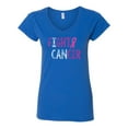 thumbnail image 2 of Fight Cancer Ribbon Womens V-Neck Tee, Royal, Small, 2 of 3