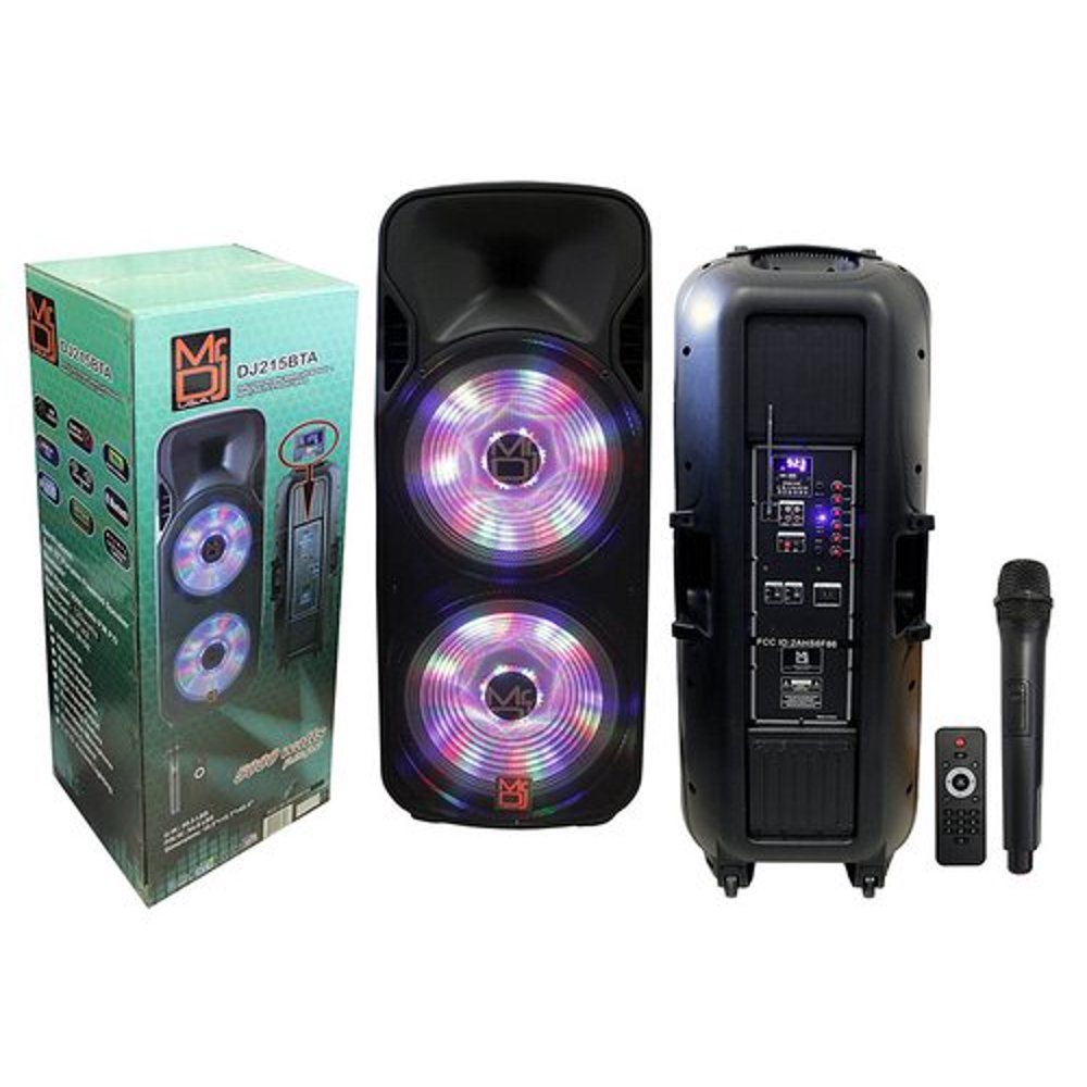 Mr. Dj DJ215BTA Dual 15" 5000W Max Power Speaker with BuiltIn
