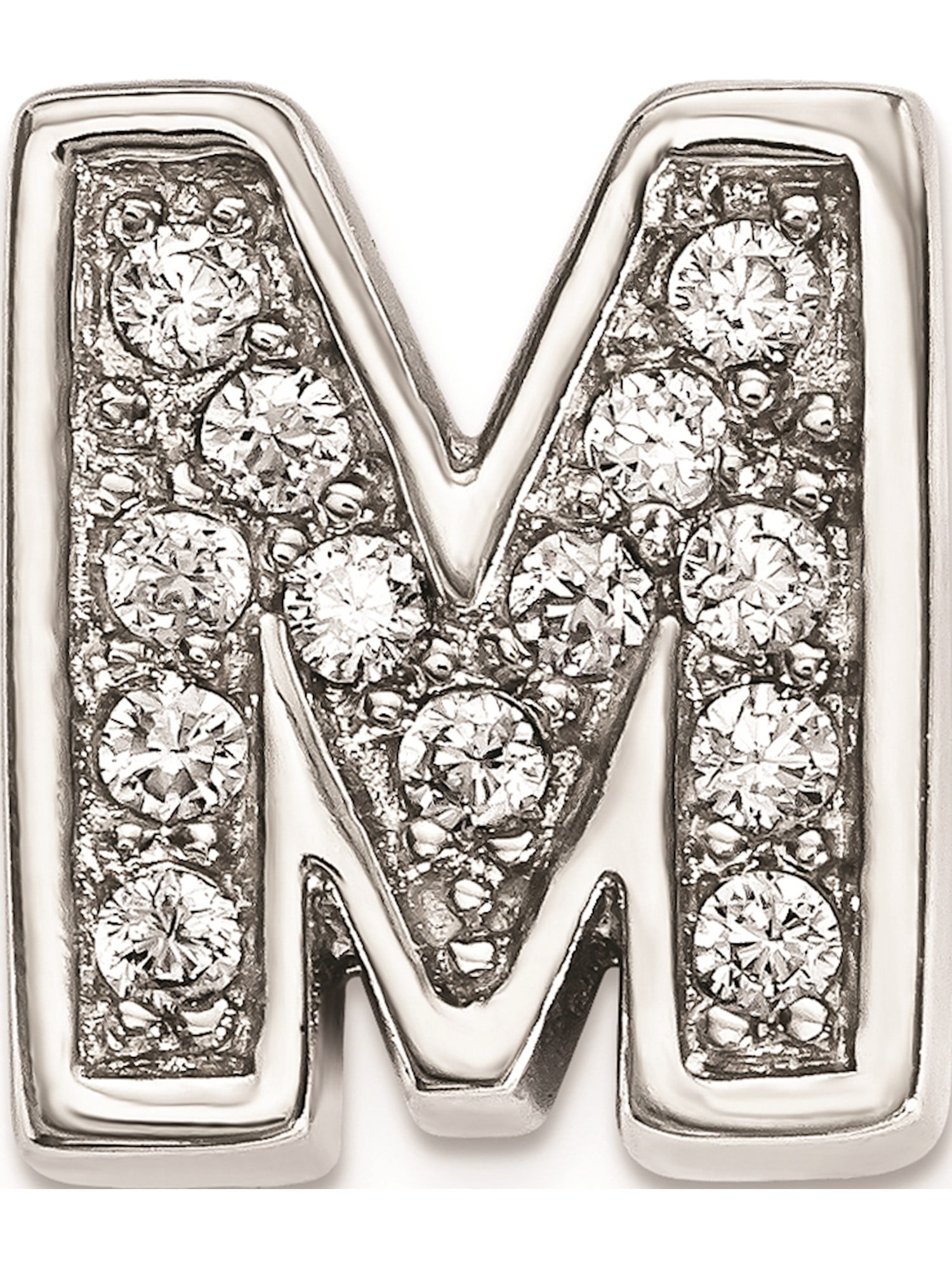 925 Sterling Silver Rhodium plated Heart Slide Charm and Pendant