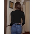 thumbnail image 3 of MOYIKO Mock Turtleneck Thermal Long Sleeve Shirts for Women Undershirts Basic Fitted Tees, 3 of 7