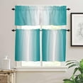 thumbnail image 2 of Kitchen Curtains Set, Teal Ombre Kitchen Curtains and Valances Set, Farmhouse Turquoise Gradient Aesthetics Rod Pocket Tier Curtains 24 Inch Length for Cafe/Bedroom Windows, 2 of 6