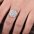 thumbnail image 4 of HeartsAndYou 2ct Round Moissanite Engagement Ring for Women 18k White Gold over Silver Vintage Inspired Art Deco Cocktail, 4 of 8