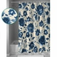 thumbnail image 3 of Small Stall Shower Curtain 36x72 Inch Narrow Half Size Navy Blue Floral Bath Curtains Bathroom Decor Spring Retro Botanical Flowers Waterproof Fabric Shower Curtain Set with Hooks 36 Inch, 3 of 6