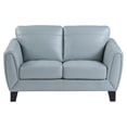 thumbnail image 2 of Benjara Sofy 61 Inch Loveseat, Aqua Blue Top Grain and Faux Leather, Solid Wood-Color:Aqua BlueMaterial, 2 of 5
