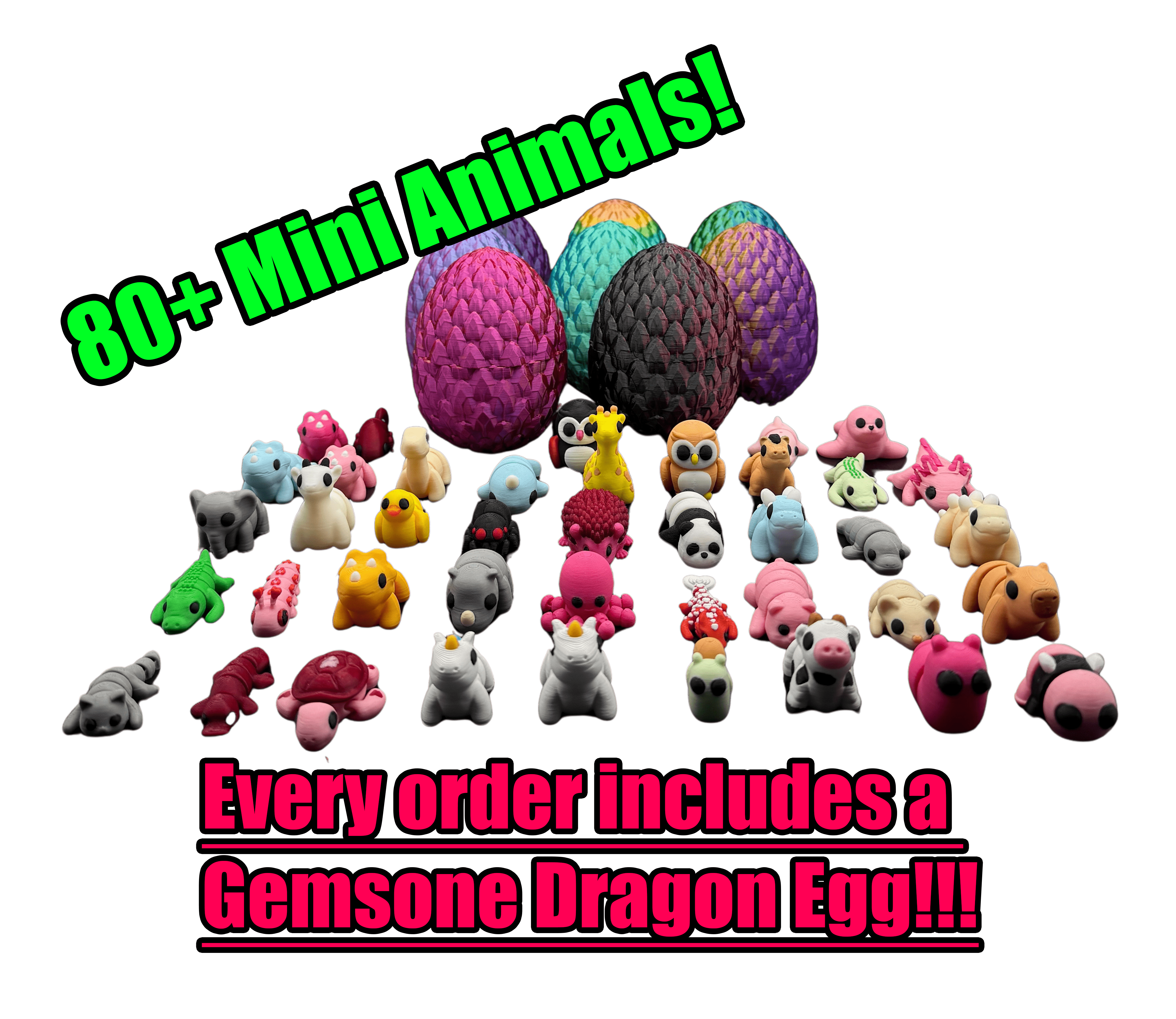 20pc Mystery Mini Animals Pack in Gemstone Dragon Egg