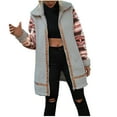 thumbnail image 2 of qolati Winter Coats for Women 2024 Warm Clothes Long Sleeve Color Block Fleece Sherpa Jacket Lightweight Zip Up Long Cardigan Coats Outerwear with Pockets, 2 of 3