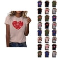 thumbnail image 1 of T-shirts de la Saint-Valentin pour Femmes 2026 Mode Manches Courtes Col Rond Cœur Graphique, 1 of 4