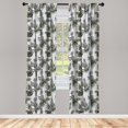 thumbnail image 4 of Ambesonne Skull Window Curtains, Gothic Item on Tropic Leaves, Each 28" W x 63" L, Green Brown Sage Green, 4 of 4