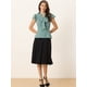 thumbnail image 3 of Camisa con lunares para mujer, blusa con cuello de lazo y manga con volantes Verde Claro XL, 3 of 5