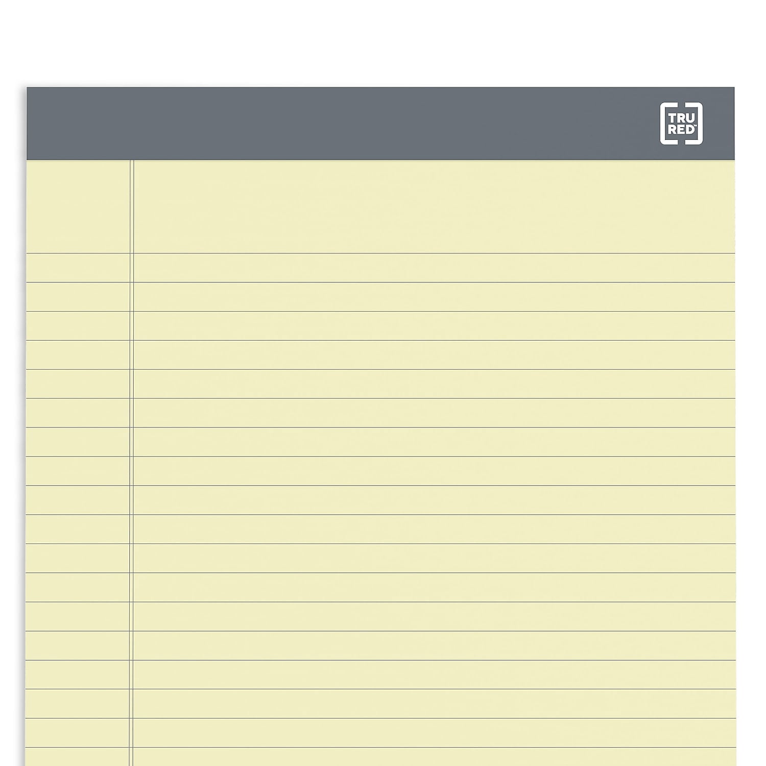 Staples TRU RED Notepads 8.5" x 11.75" Wide Ruled Canary 50 Sheets/Pad 24/Carton TR59910/TR573VS
