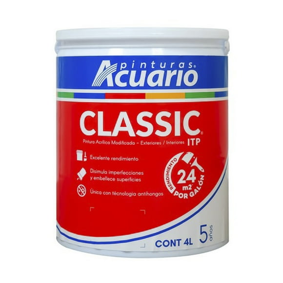 Pintura Vinil Acrilica 4L Blanco ACUARIO Itp Classic VA40040